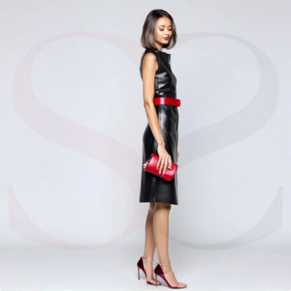Sleeveless Leather Dress With Belt