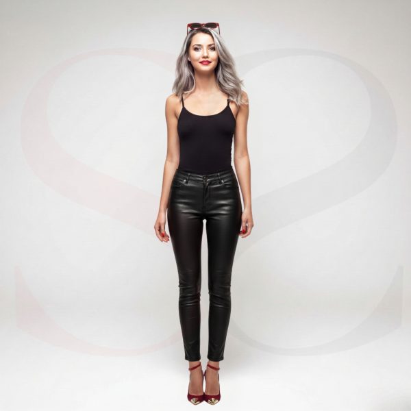 Slim Fit Design Leather Dress Pant