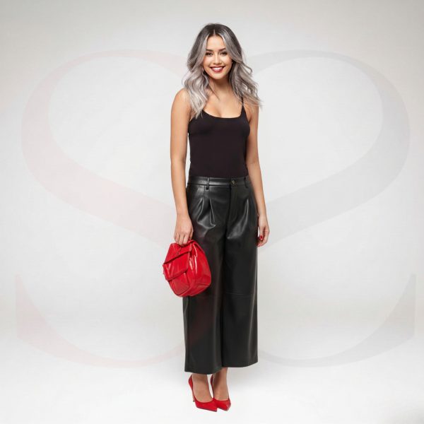 Streetwear Style Leather Culottes