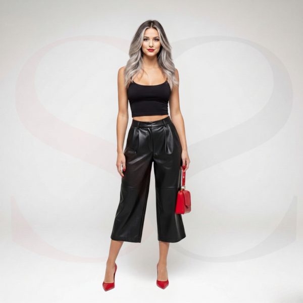 Trendy Look Leather Culottes Modal Front View