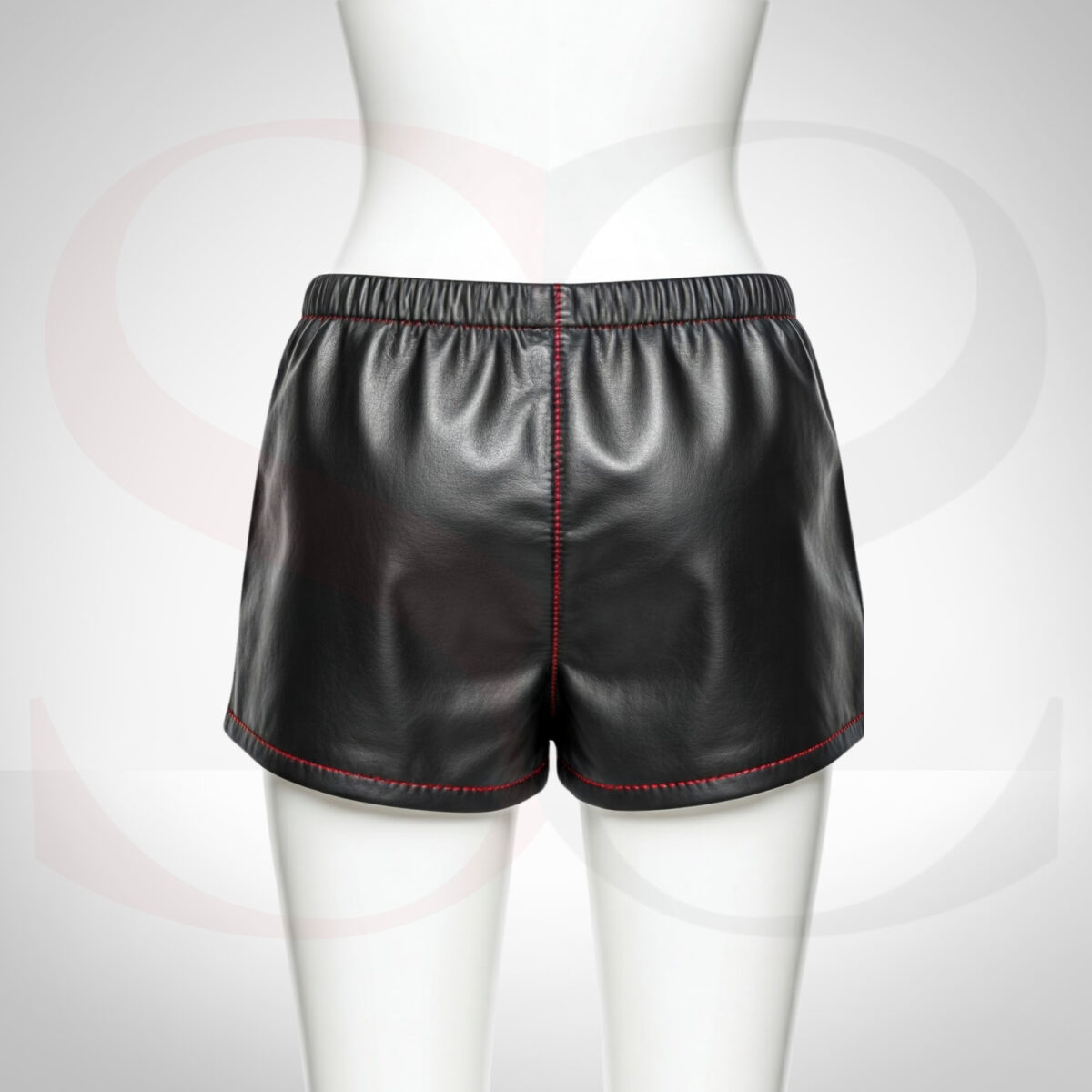 High Waisted Black Leather Shorts