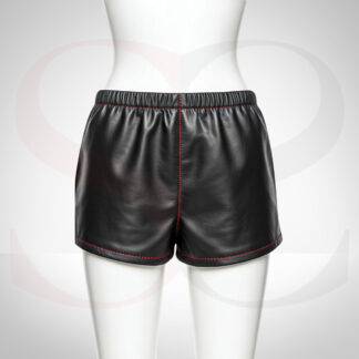 High Waisted Black Leather Shorts