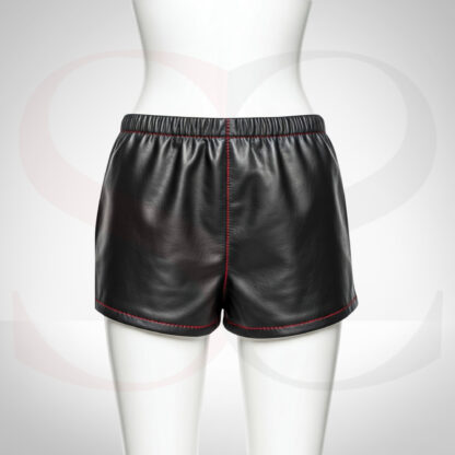 High Waisted Black Leather Shorts
