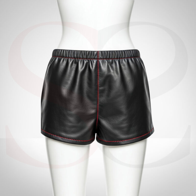 High Waisted Black Leather Shorts