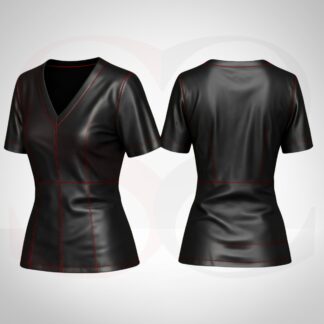 Leather Short Sleeve Blouse