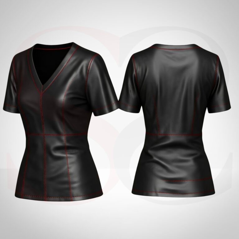 Leather Short Sleeve Blouse