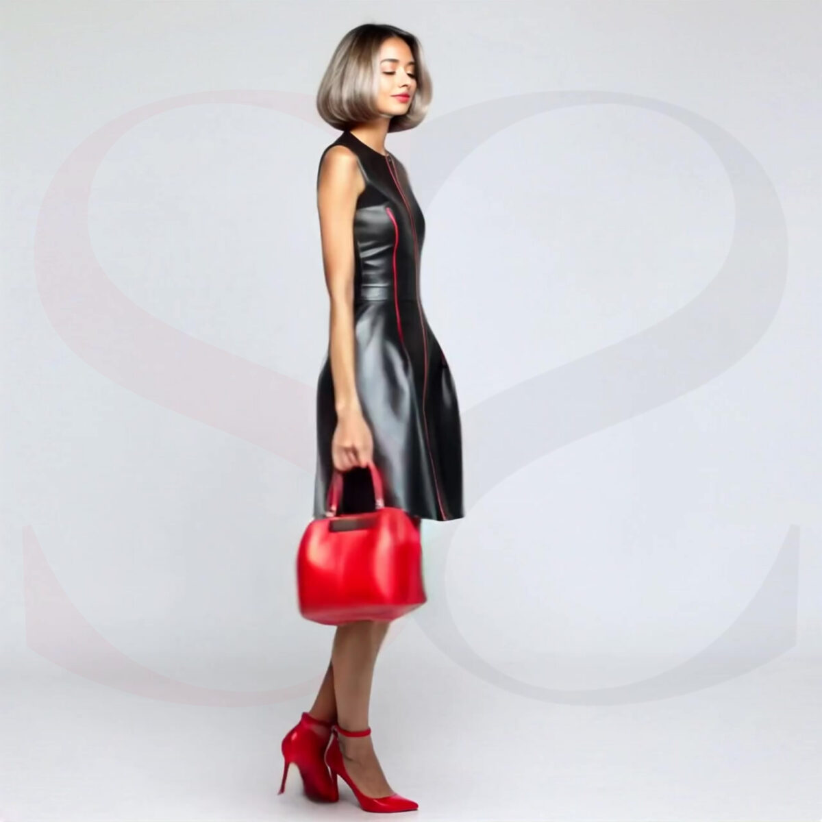 Black And Leather Dress
