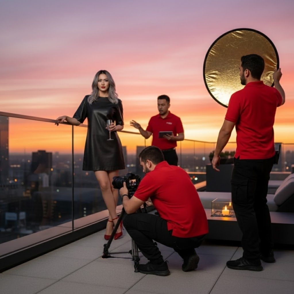 Rooftop Radiance: The Leather T-Shirt Dress