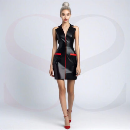 Luxury Leather Mini Black Dress