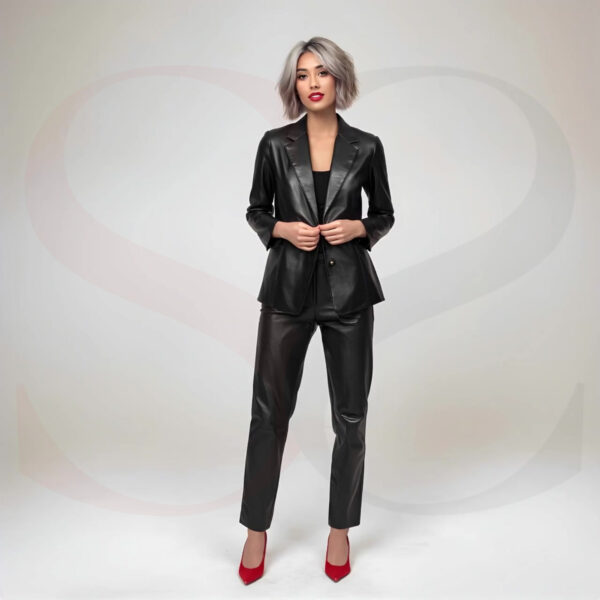 Black Leather Blazer Women