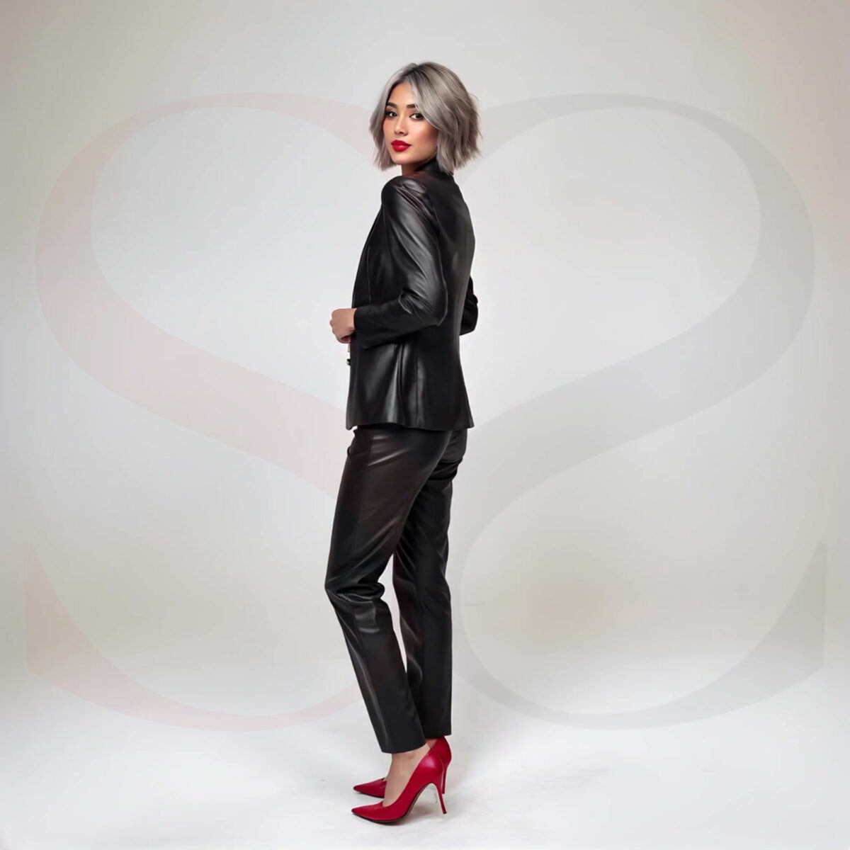 Black Leather Blazer Women
