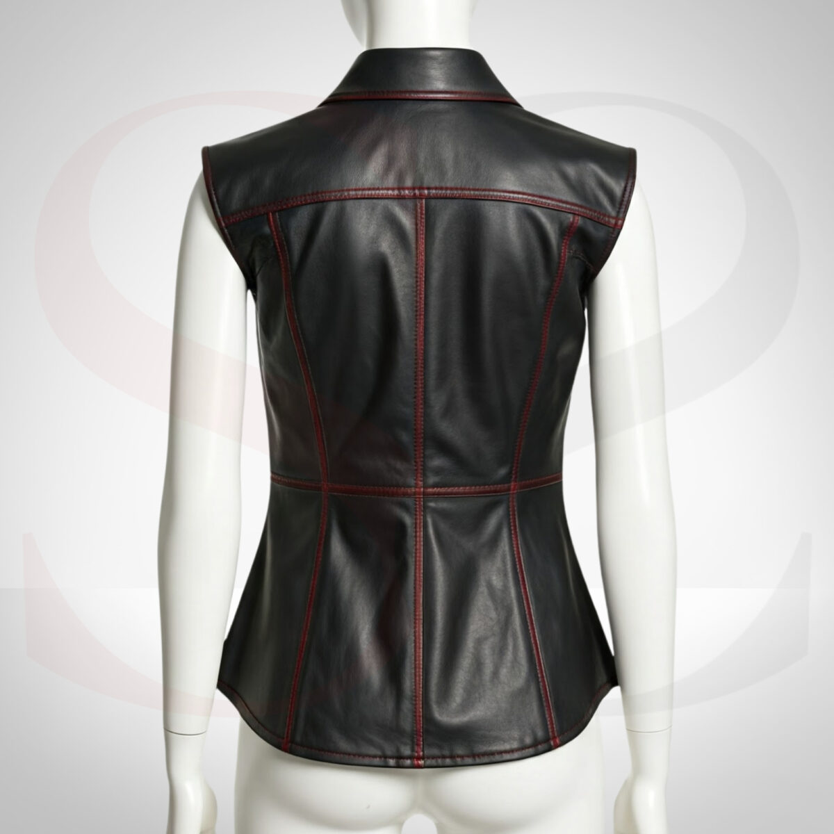 Black Leather Sleeveless Shirt