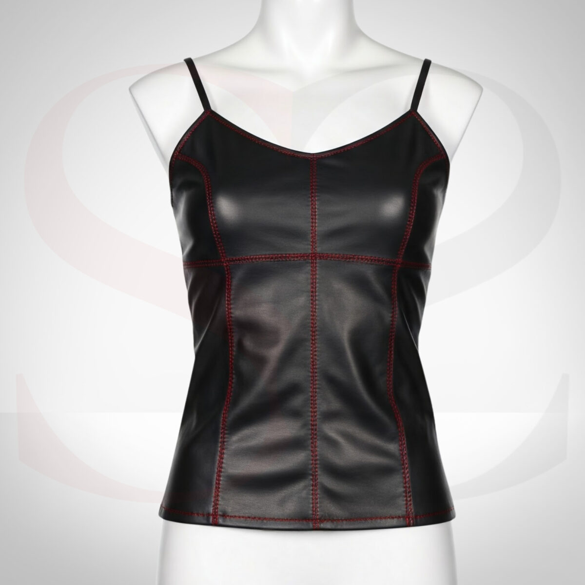 Black Leather Womens Cami Top