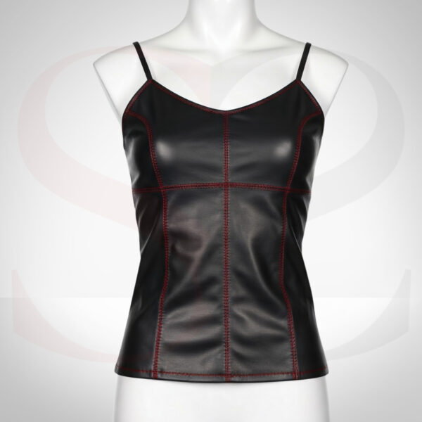 Black Leather Womens Cami Top