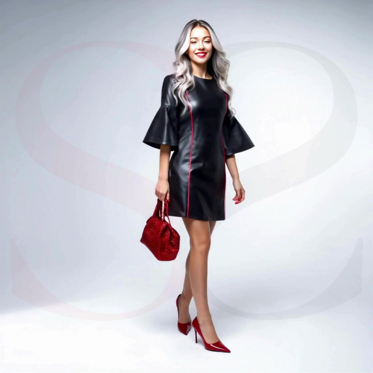 Flare Sleeve Dress Black