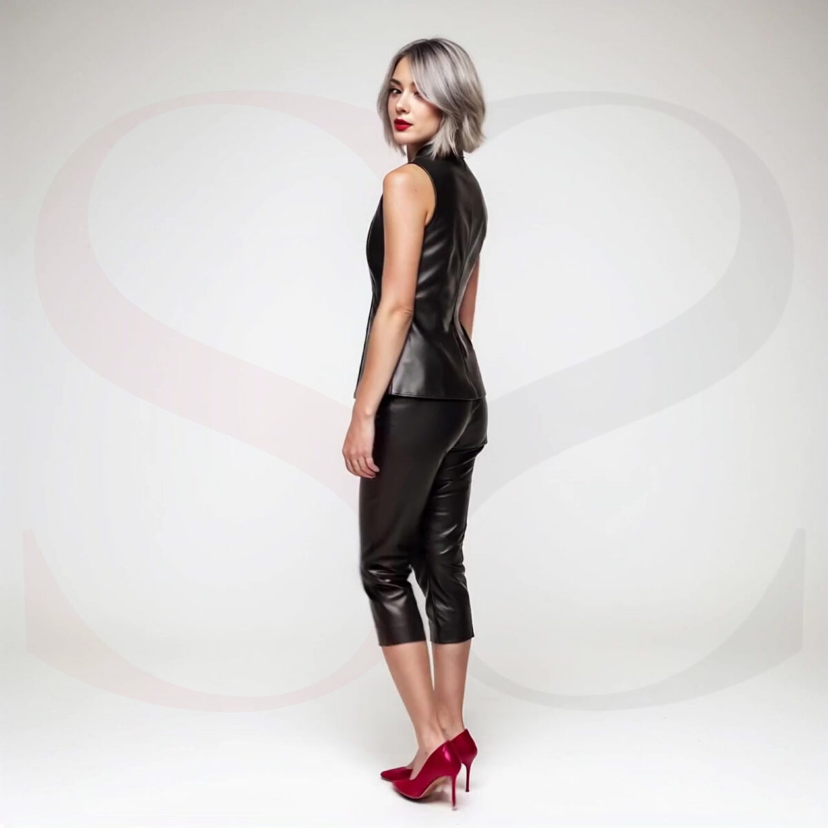 Leather Two Piece Pants Set