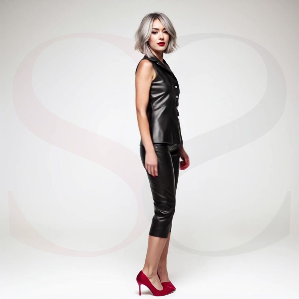 Leather Two Piece Pants Set