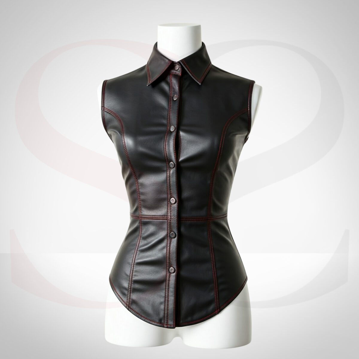 Luxury Sleeveless Leather Shirt