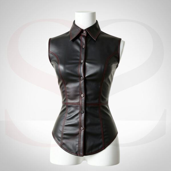 Luxury Sleeveless Leather Shirt