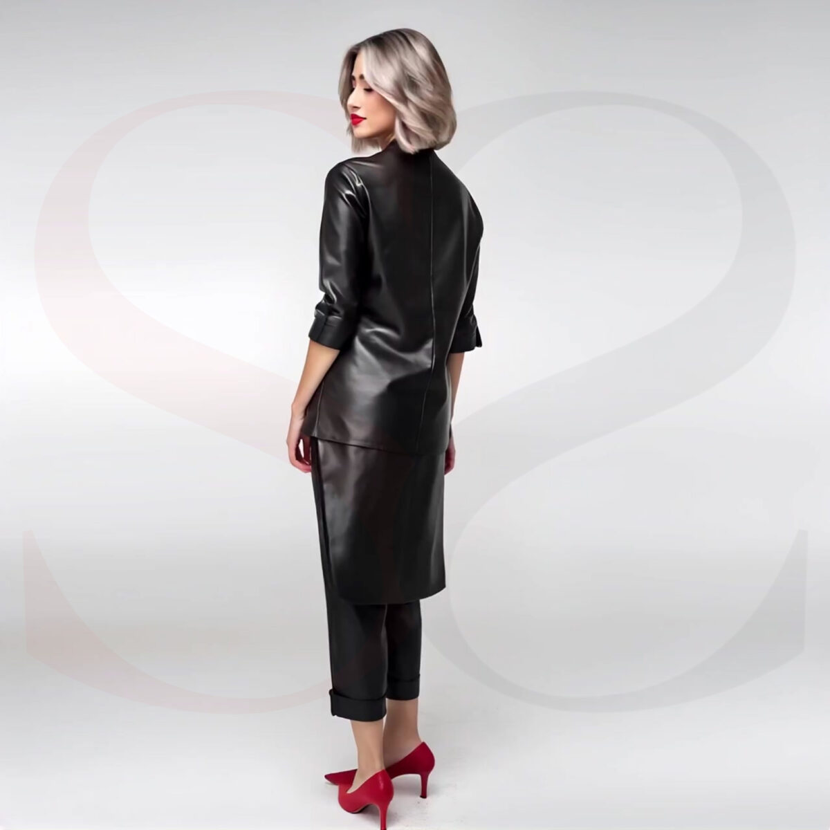 Stylish Leather Two Piece Set Outfit