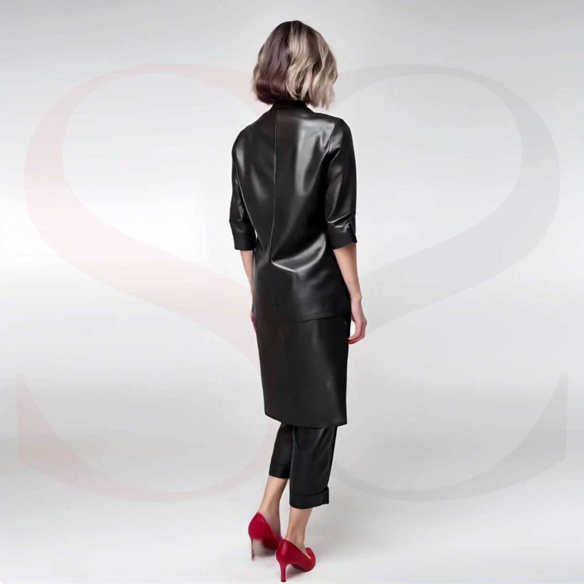 Stylish Leather Two Piece Set Outfit