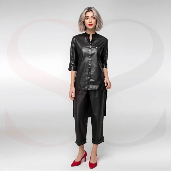 Stylish Leather Two Piece Set Outfit
