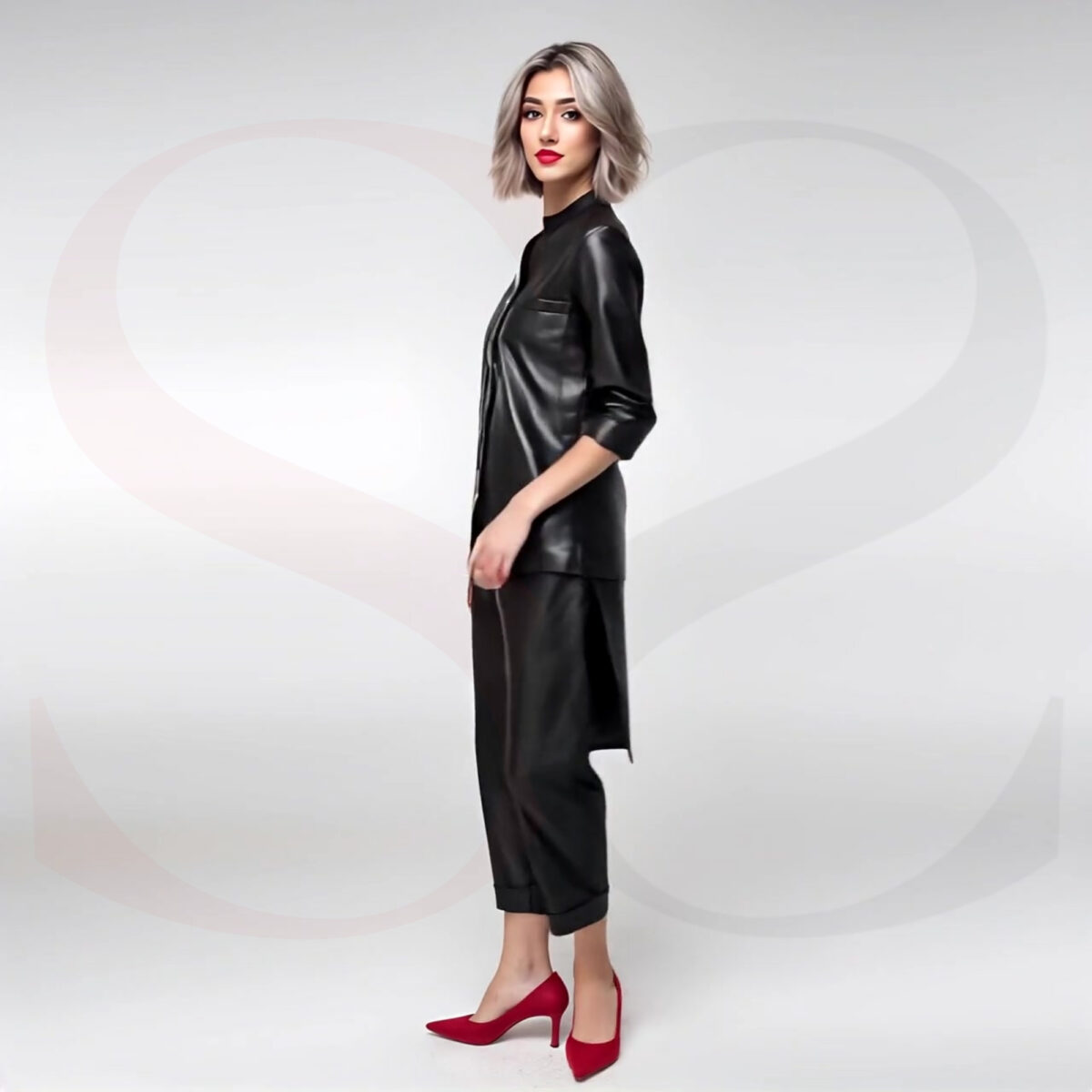Stylish Leather Two Piece Set Outfit