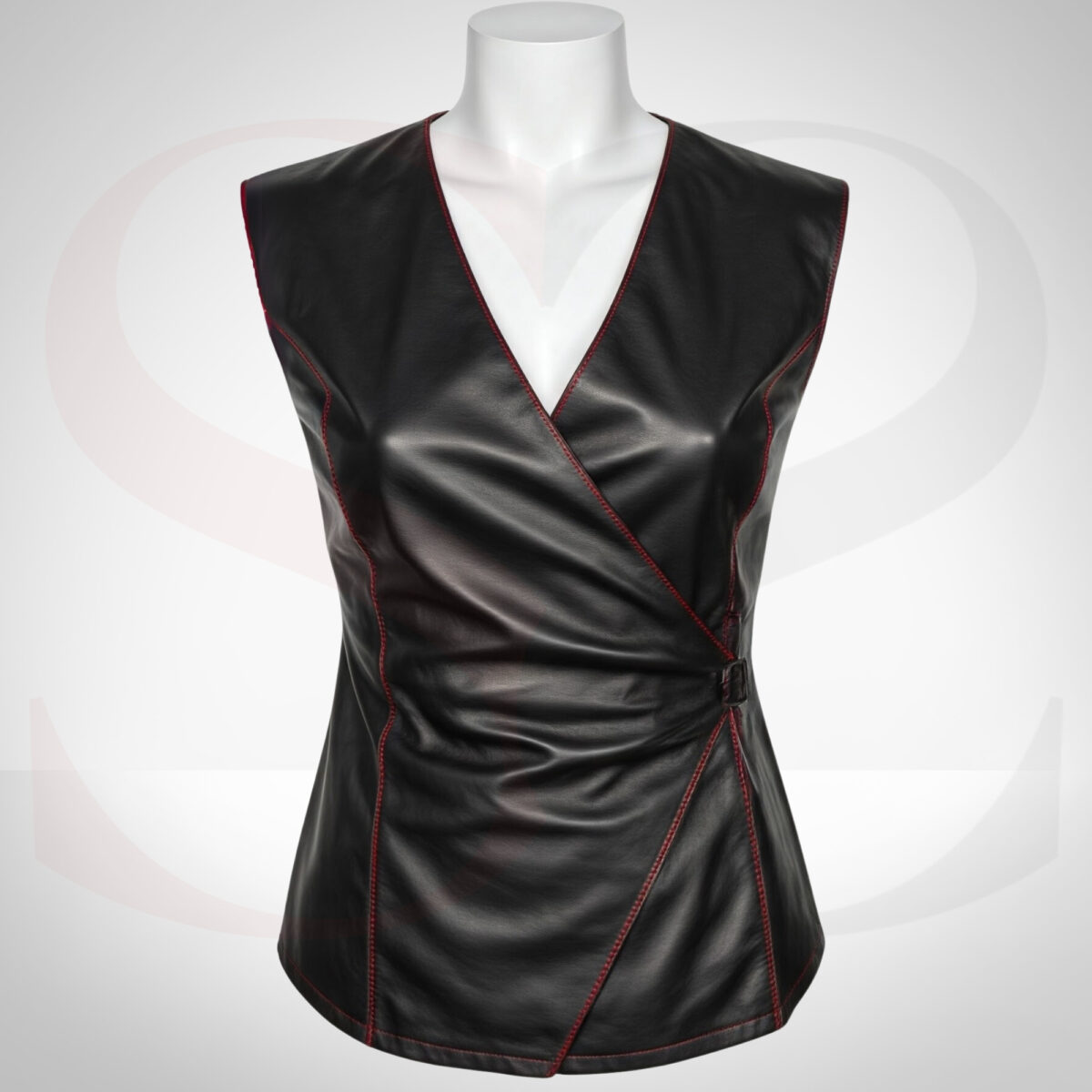 Stylish Womens Leather Wrap Top