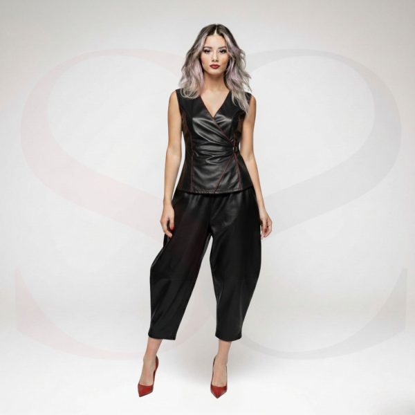Stylish Womens Leather Wrap Top