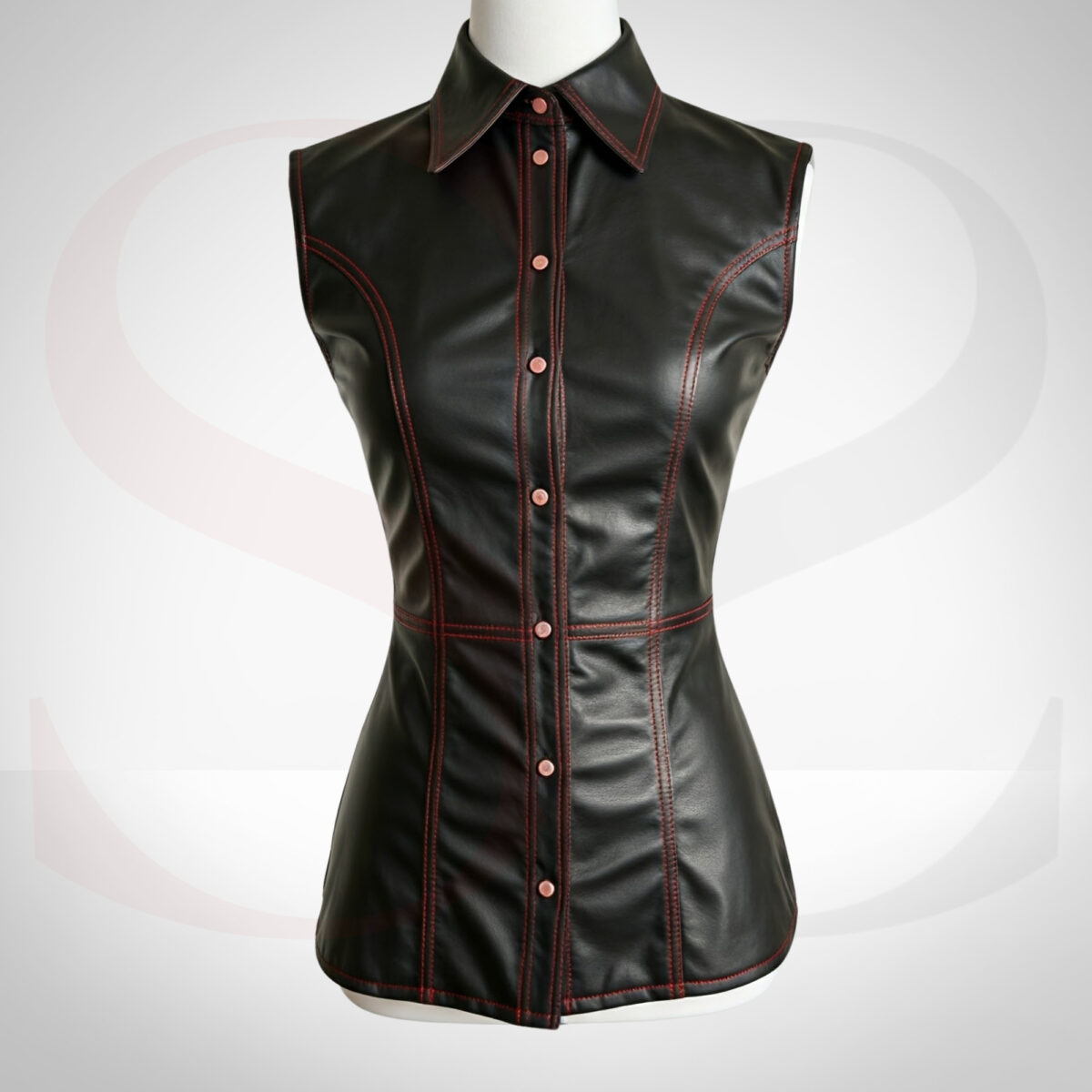 Black Leather Button Down Shirt