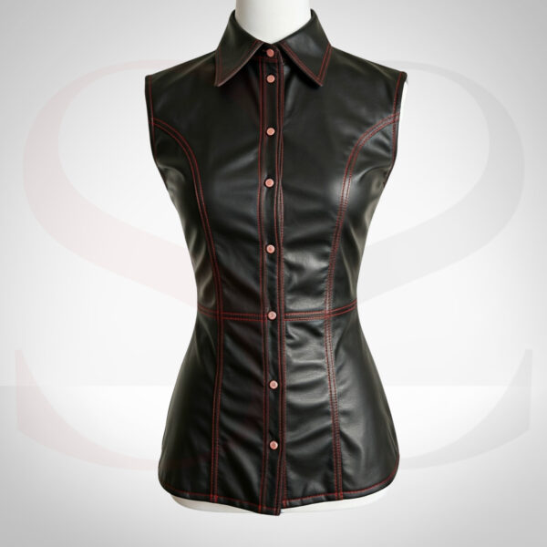 Black Leather Button Down Shirt