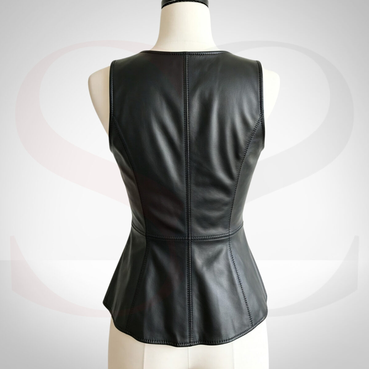 Black Leather Peplum Top