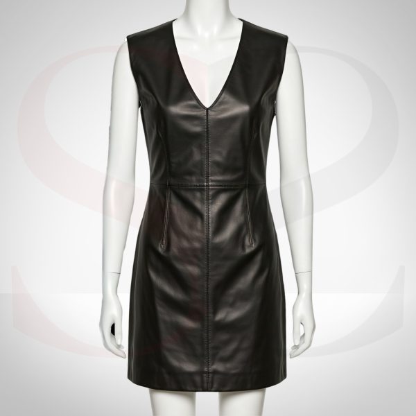 Black Leather Sleeveless Dress