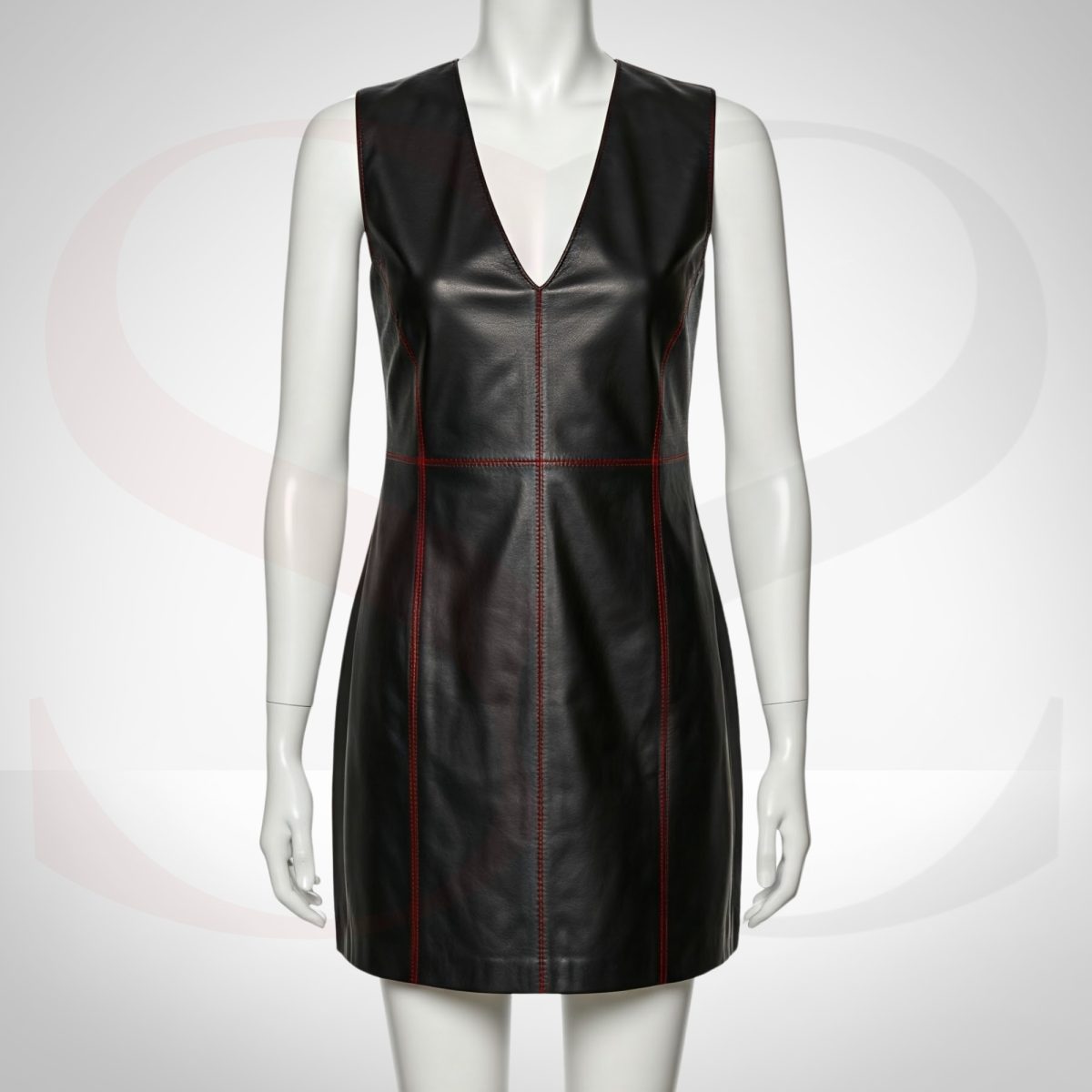 Black Leather Sleeveless Mini Dress