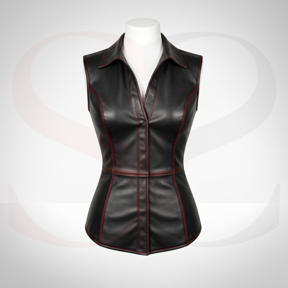 Black Leather Sleeveless Top