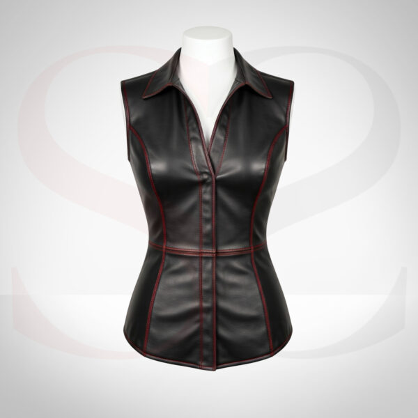 Black Leather Sleeveless Top