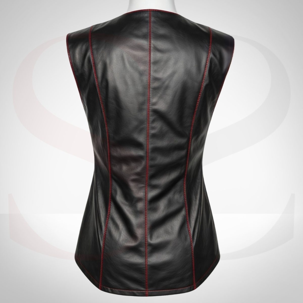 Black Leather Sleeveless Wrap Top