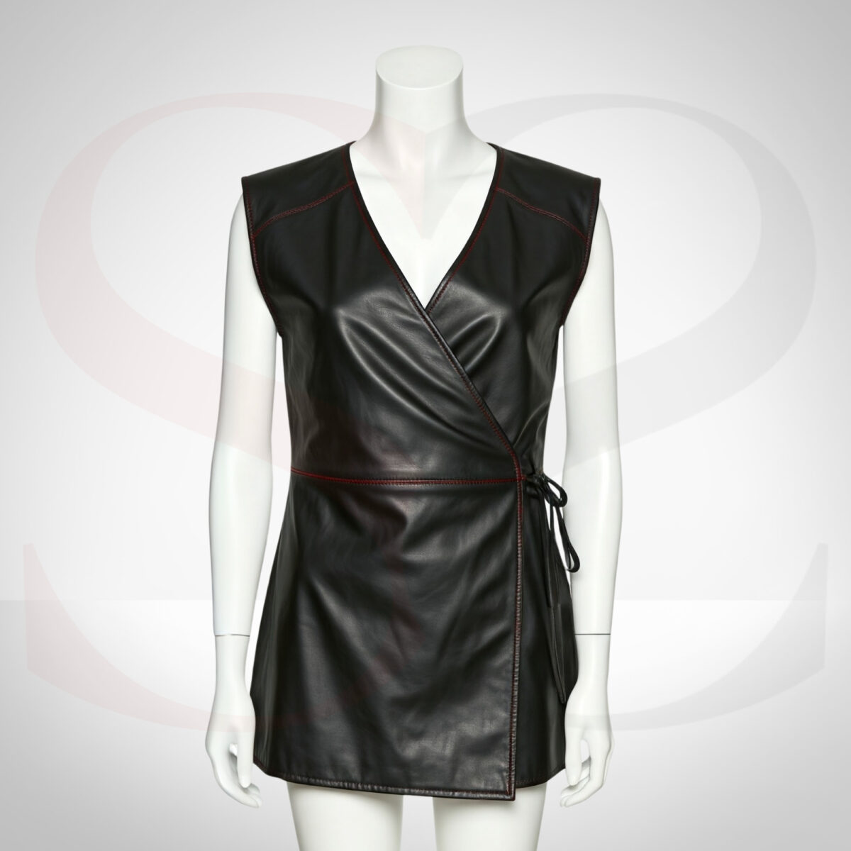 Black Leather Wrap Dress