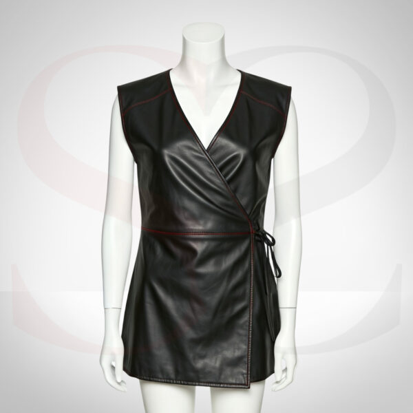 Black Leather Wrap Dress