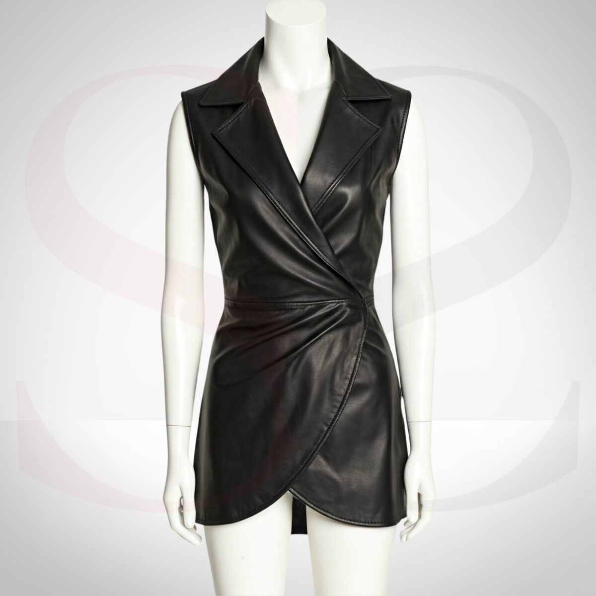 Bodycon Black Leather Wrap Dress