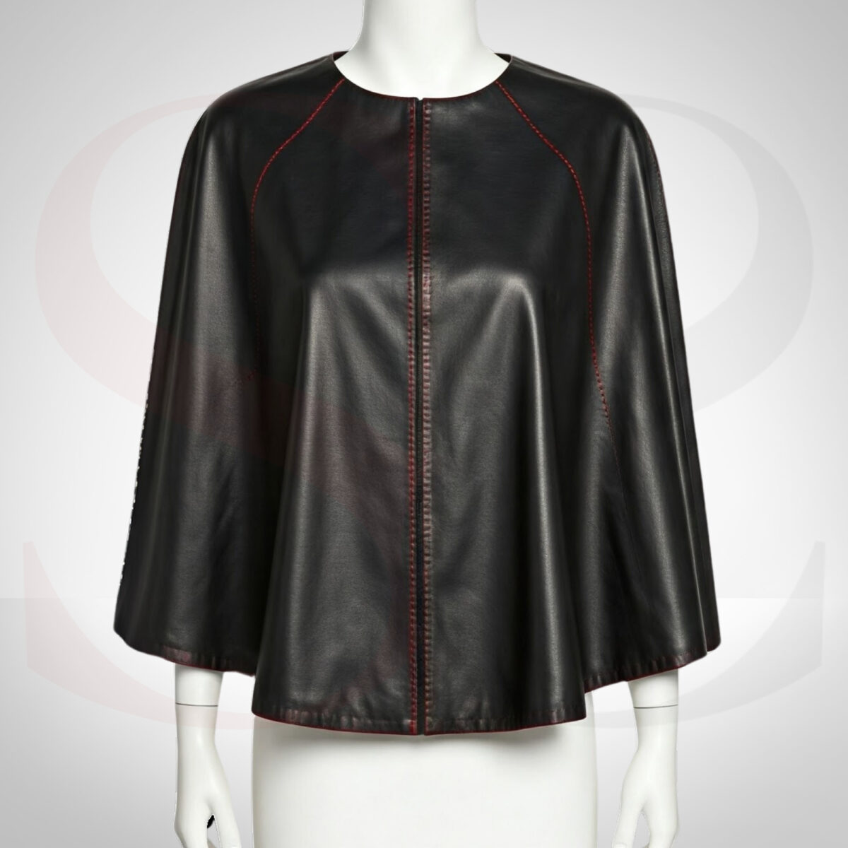 Designer Black Leather Cape