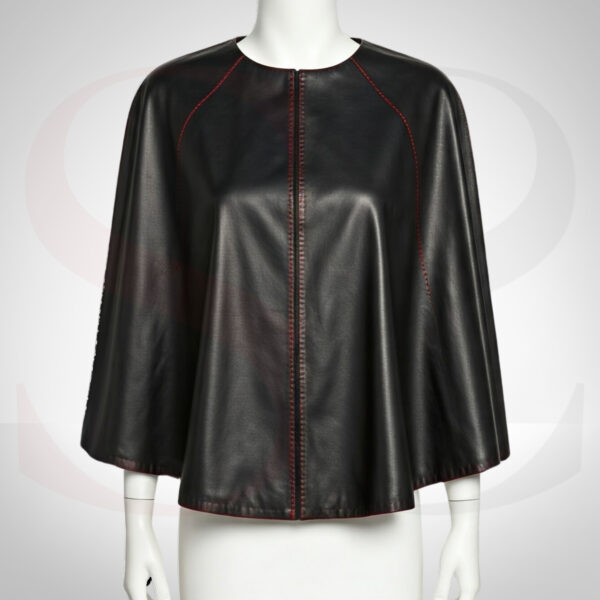 Designer Black Leather Cape