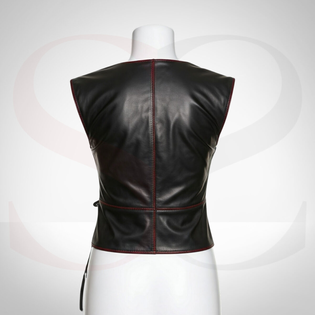Designer Black Leather Wrap Top