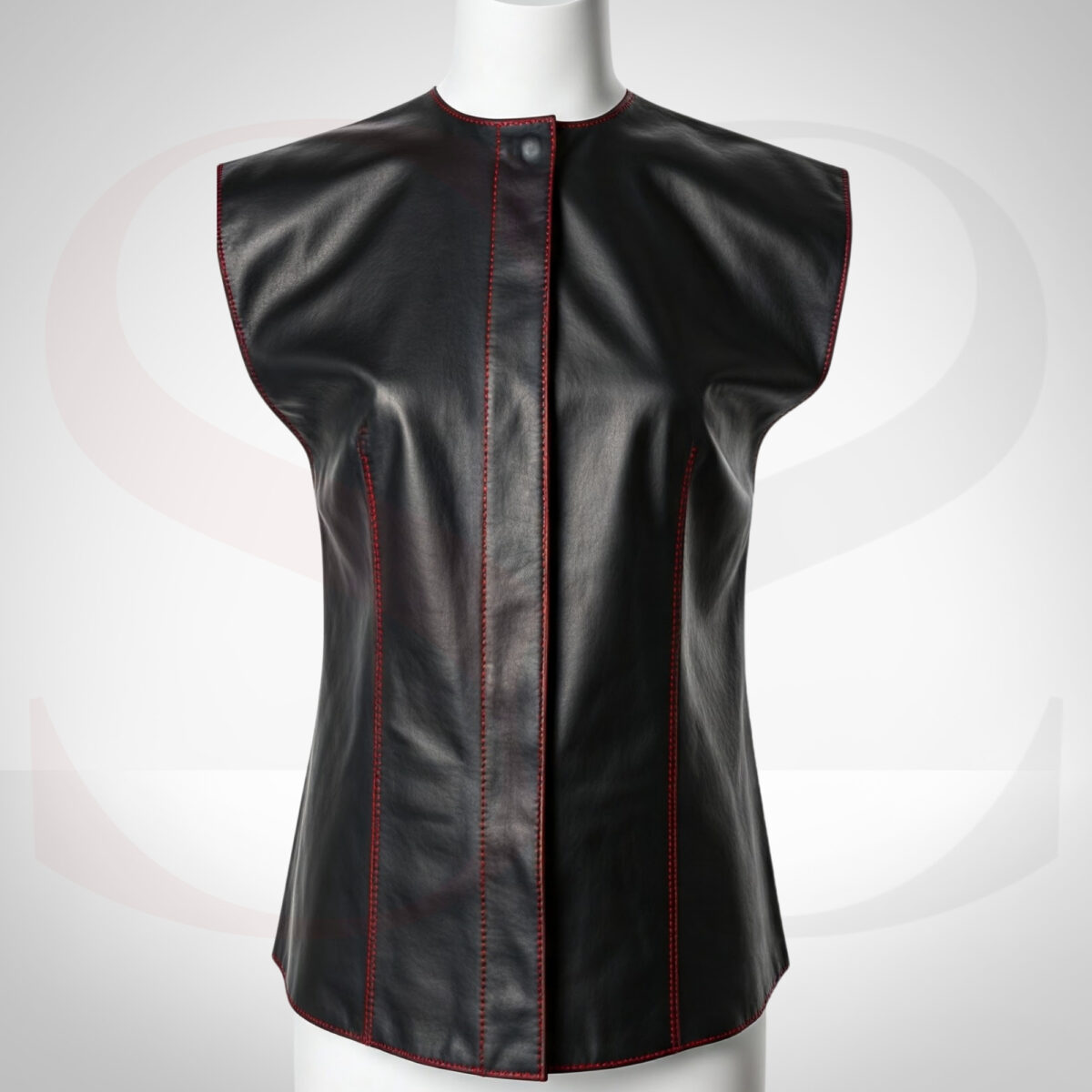 Designer Leather Cap Sleeve Top