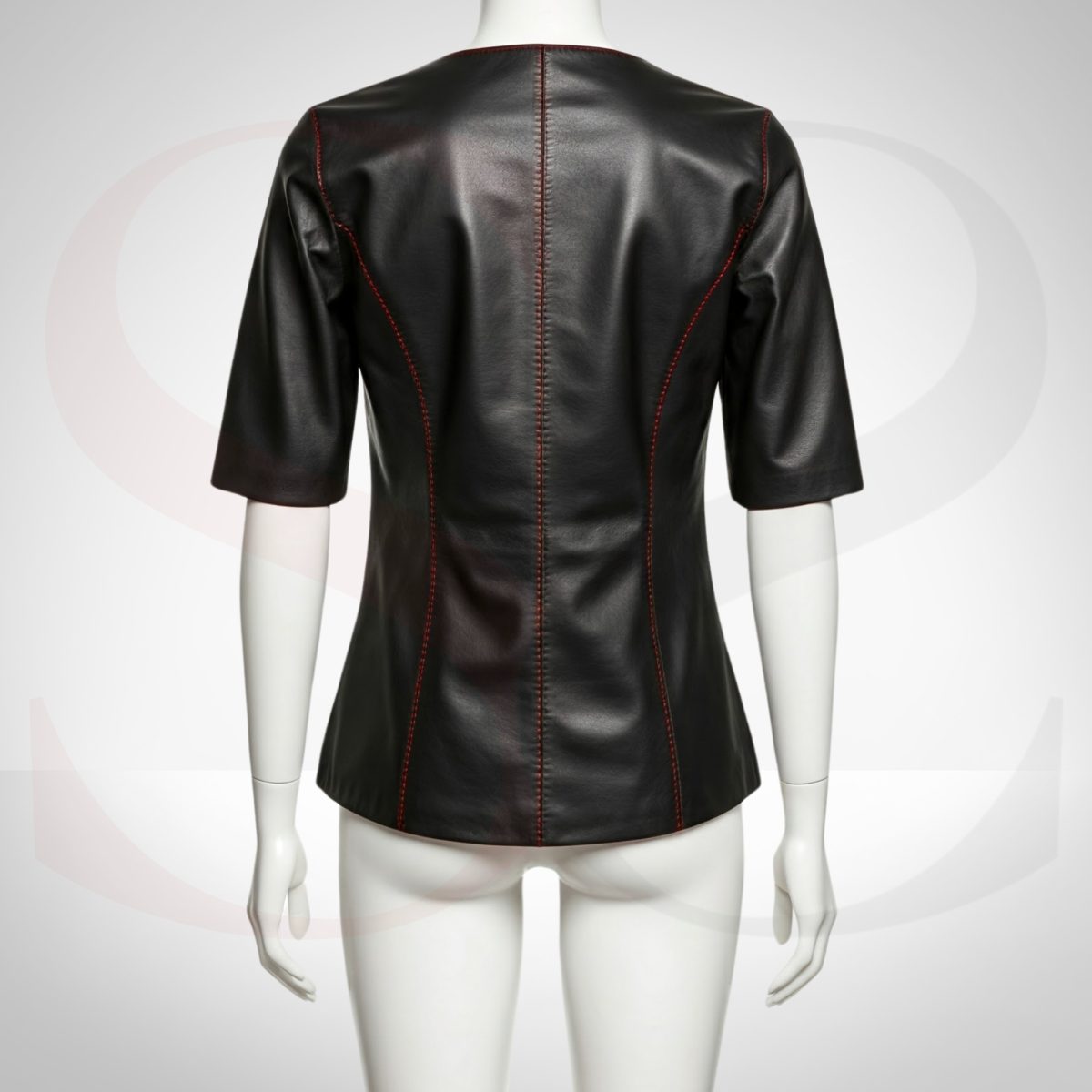 Designer Leather Short Sleeve Top