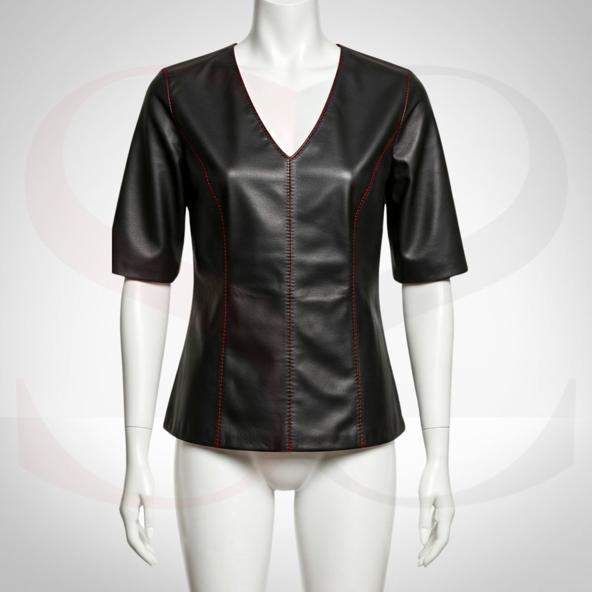 Designer Leather Short Sleeve Top