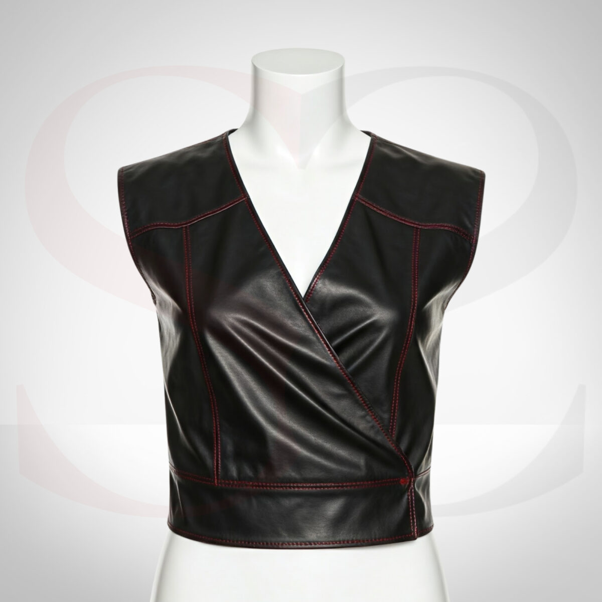 Fitted Leather Wrap Top