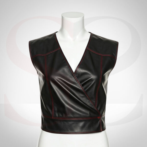 Fitted Leather Wrap Top
