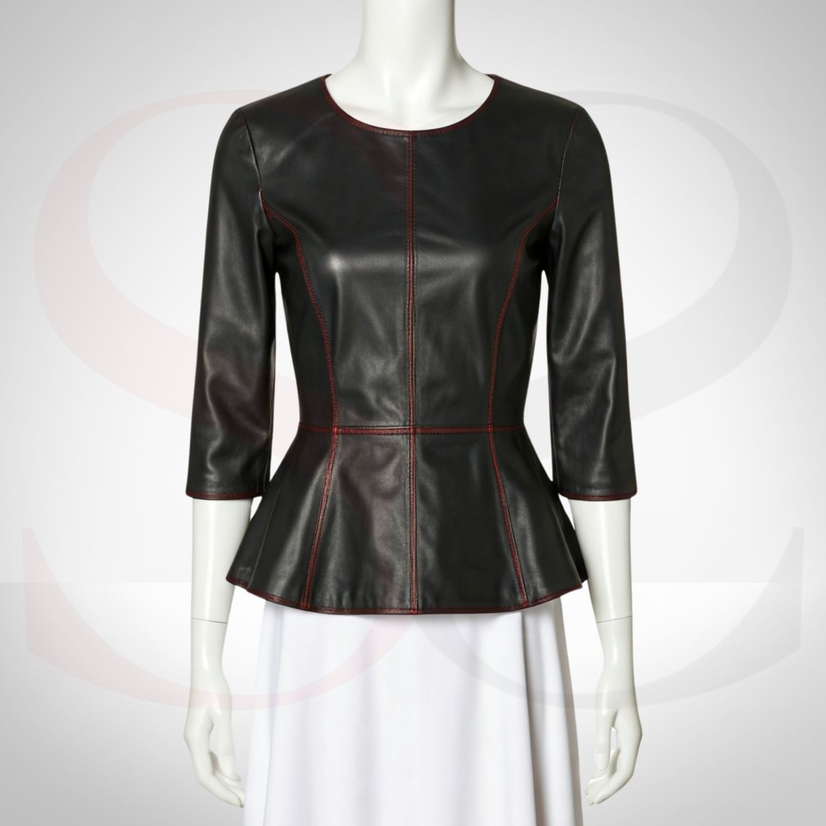 Genuine Leather Peplum Top
