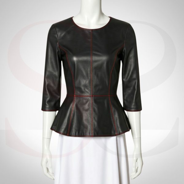 Genuine Leather Peplum Top